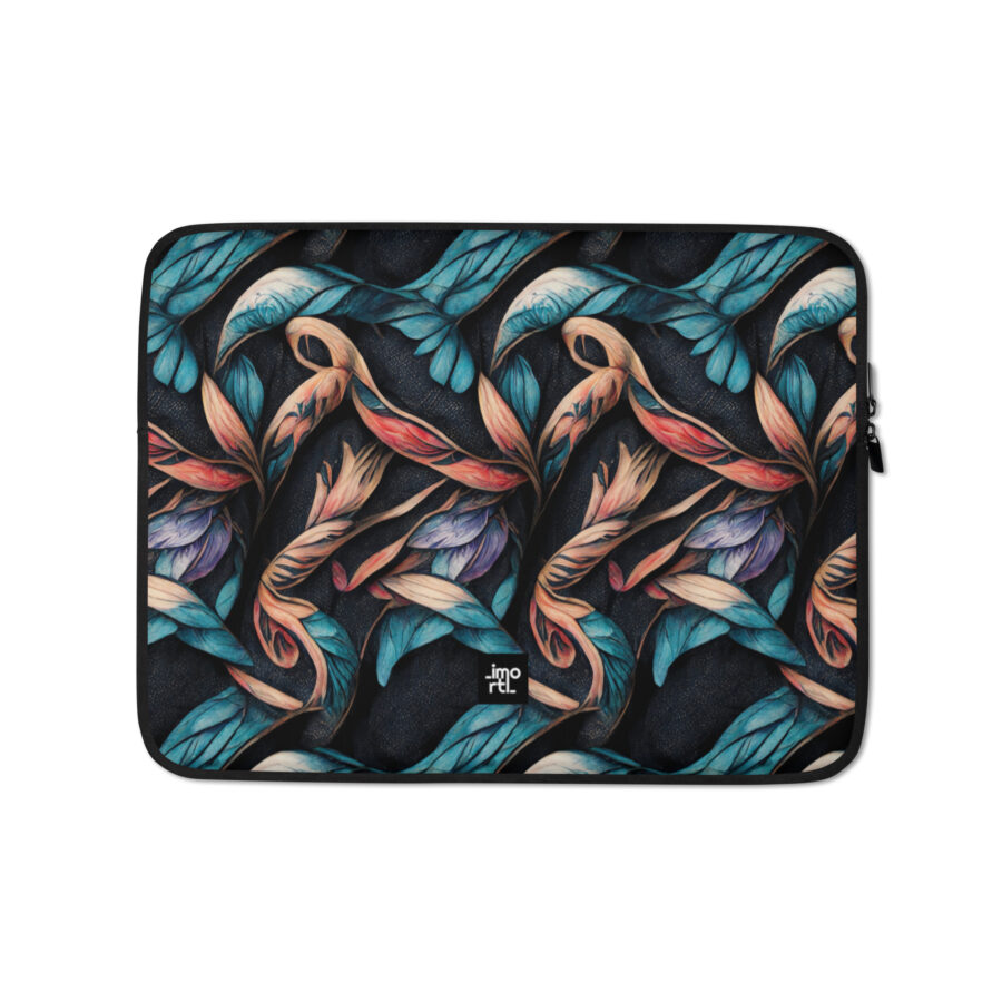 floral tattoo laptop sleeve 13 inch front