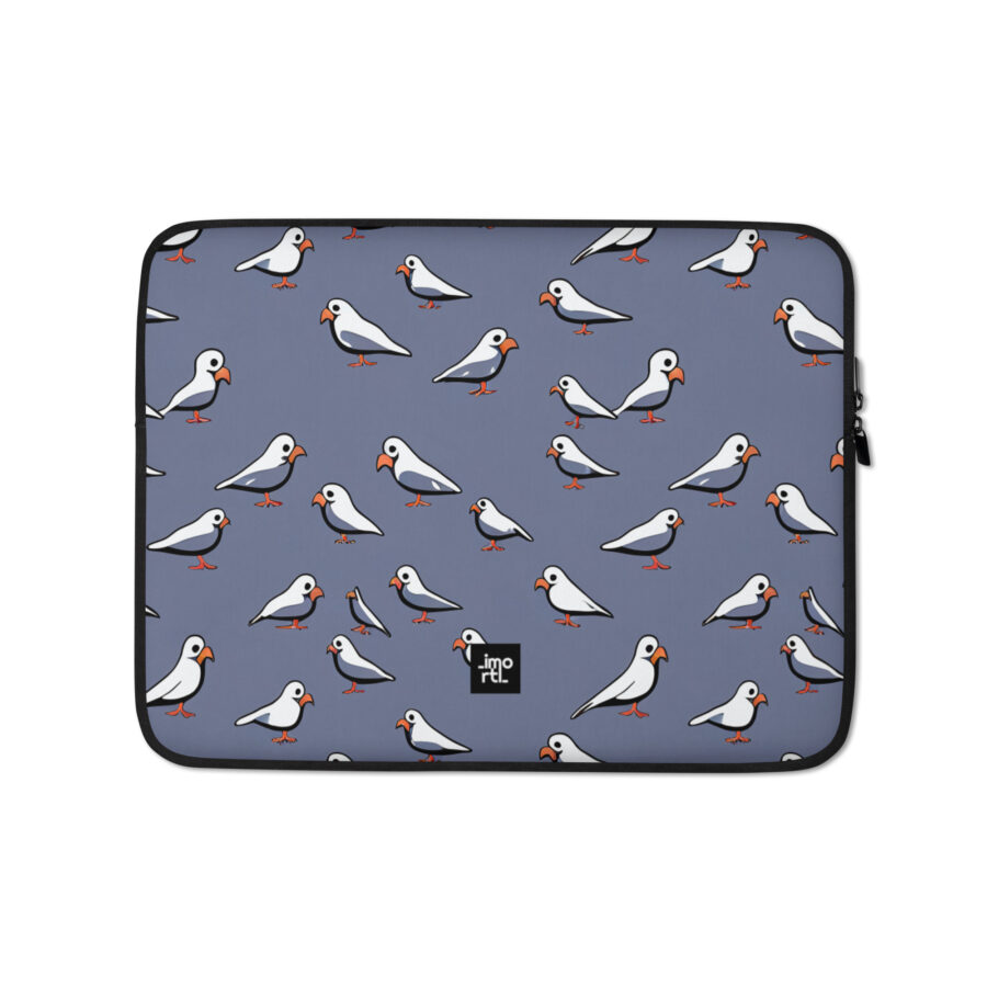 purple abstract pigeons laptop sleeve 13 front