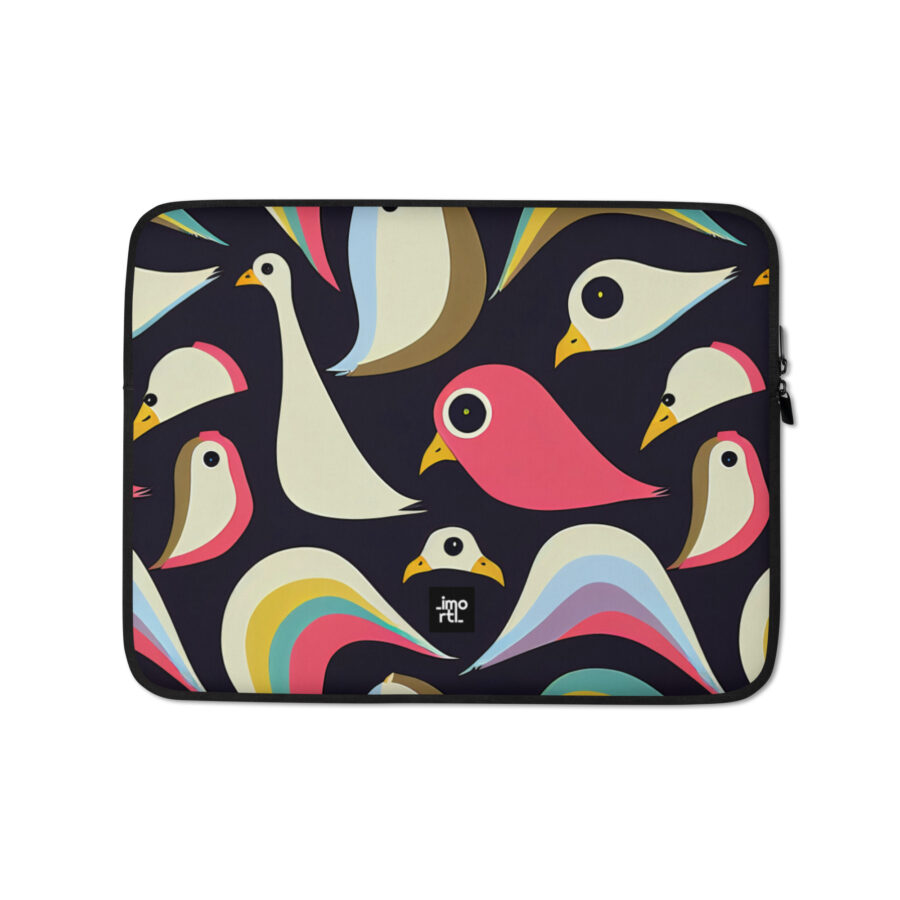 colourful abstract birds laptop sleeve 13 front