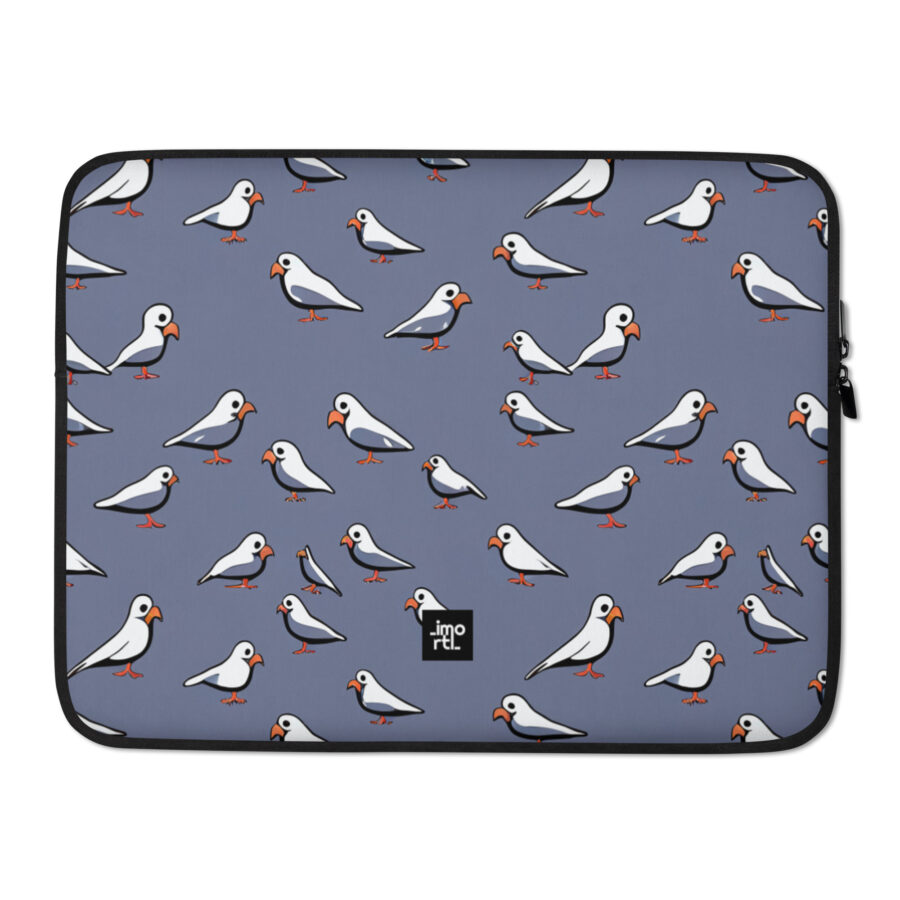 purple abstract pigeons laptop sleeve 15 front