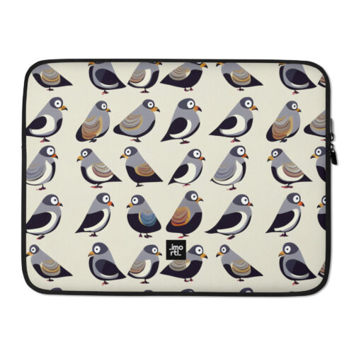 beige abstract pigeons laptop sleeve 15 front