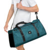 turquoise duffle bag fingerprint pattern right front