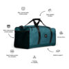 turquoise duffle bag fingerprint pattern right front