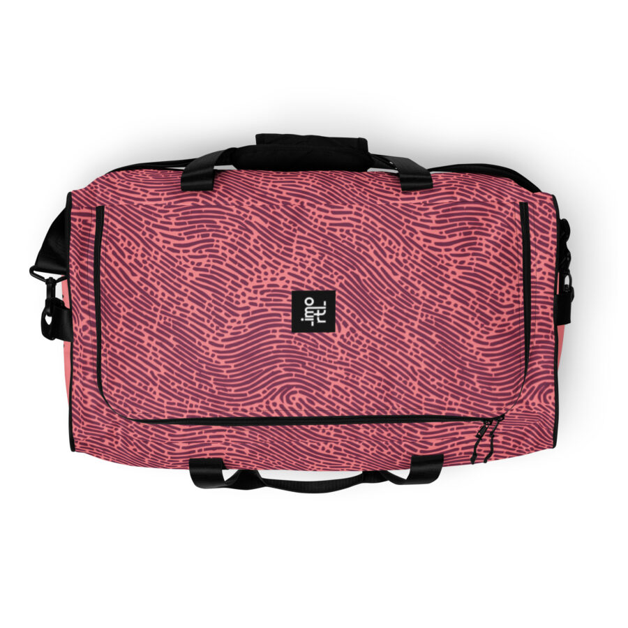 pink duffle bag soft pink fingerprint pattern top