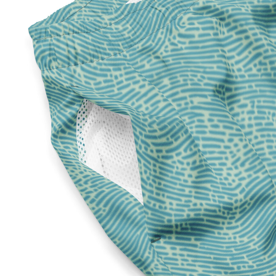 recycled swim trunks light blue fingerprint pattern  product details
