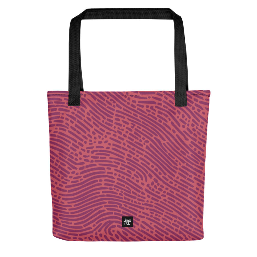 tote bag pink and purple fingerprint pattern