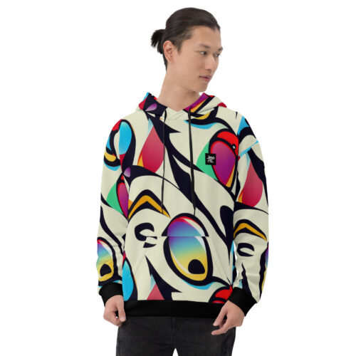 unisex hoodie colourful graffiti design front