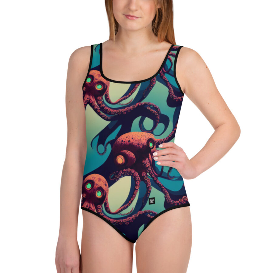 youth swimsuit cyberpunk octopus pattern  front