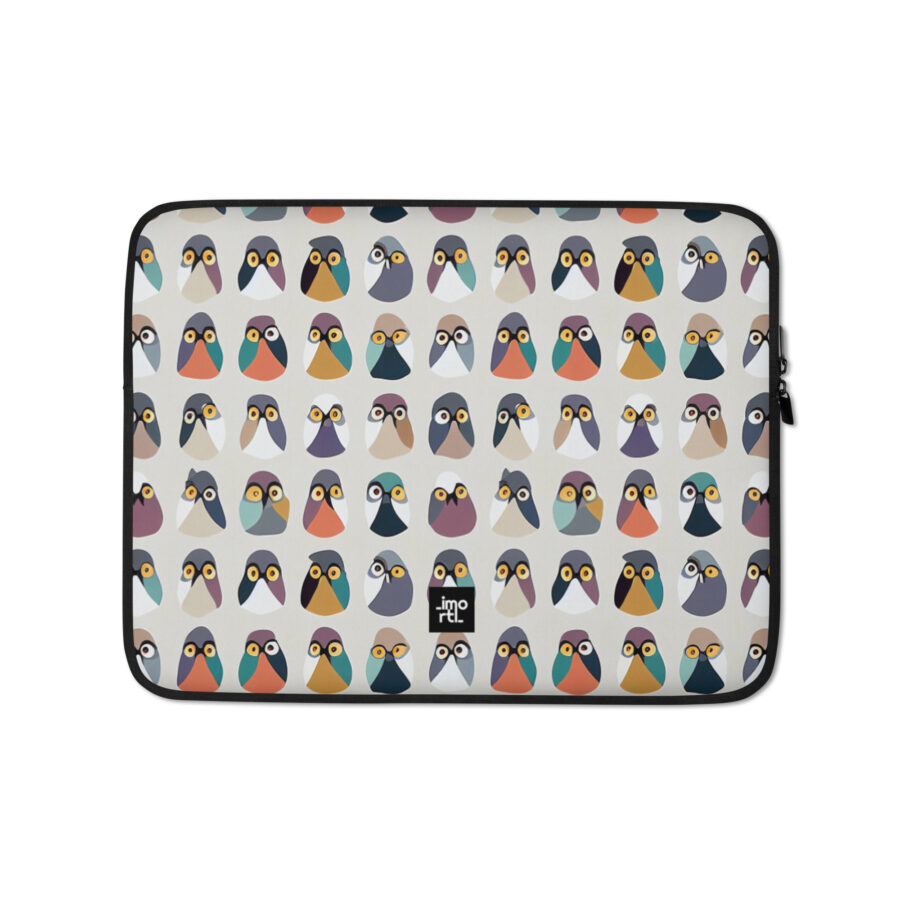 beige and autumn pigeons abstract laptop sleeve 13 front