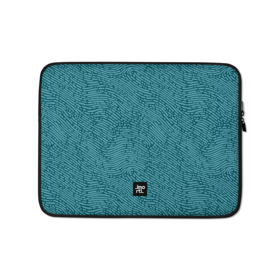 turquoise blue laptop sleeve 13 front fingerprint pattern