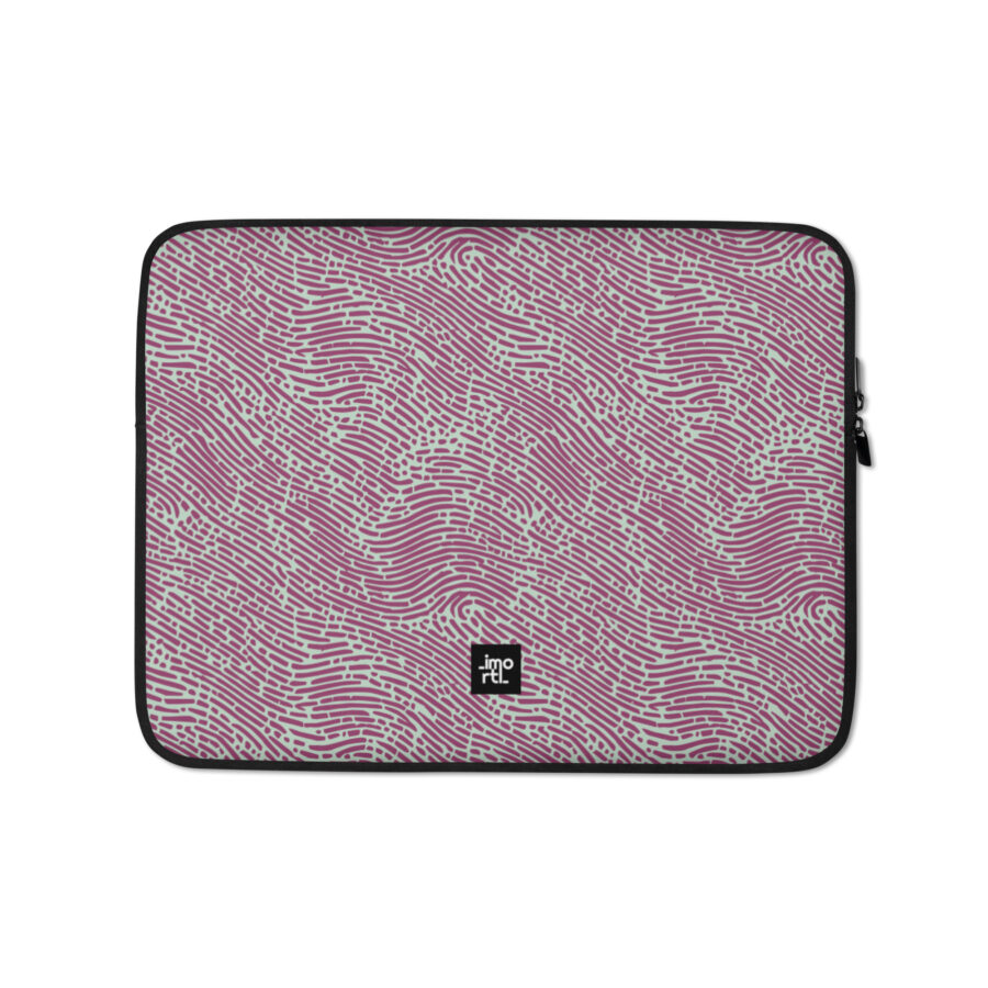 sage and purple laptop sleeve 13 front fingerprint pattern