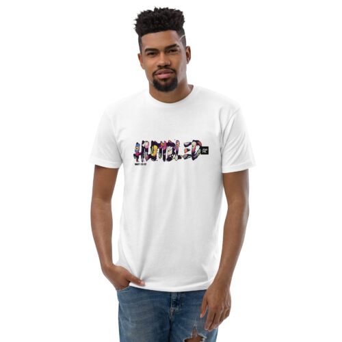 Christian colourful HUMBLED mens fitted t shirt white front