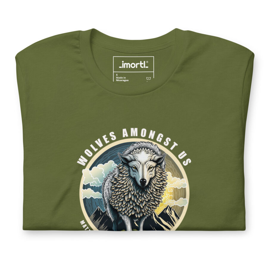 christian wolves among us t-shirt  olive front