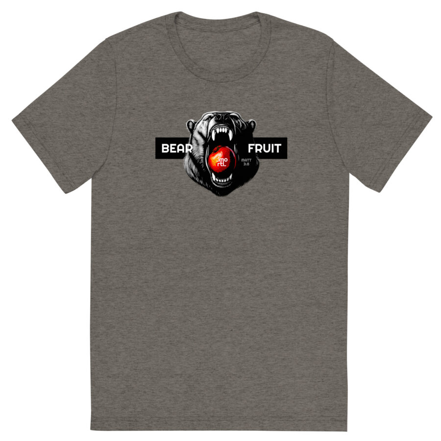 christian bear fruit t-shirt unisex  grey triblend front