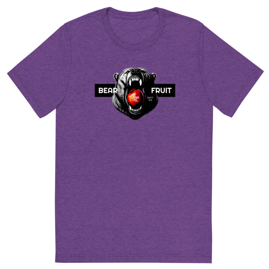 christian bear fruit t-shirt unisex  purple triblend front