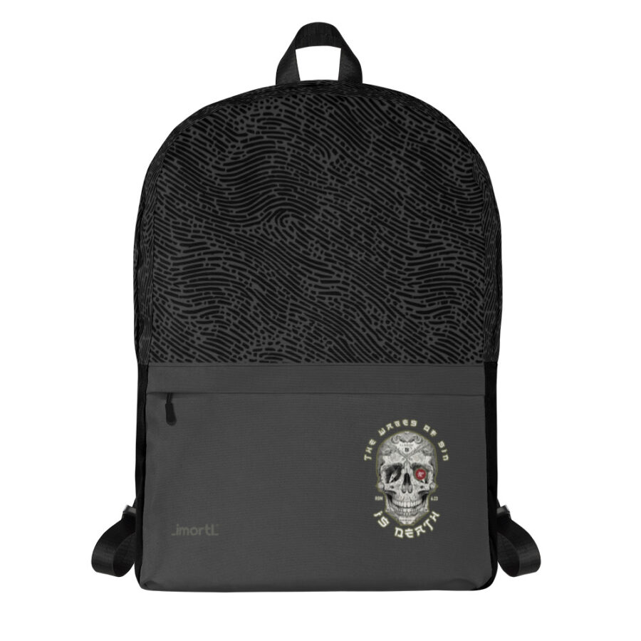 wages of sin grey backpack front