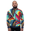 floral bomber jacket colourful leaves front