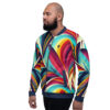 floral bomber jacket colourful leaves left