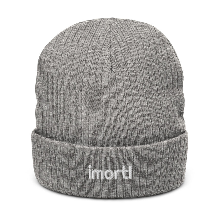 IMORTL ribbed knitted beanielight grey melange front