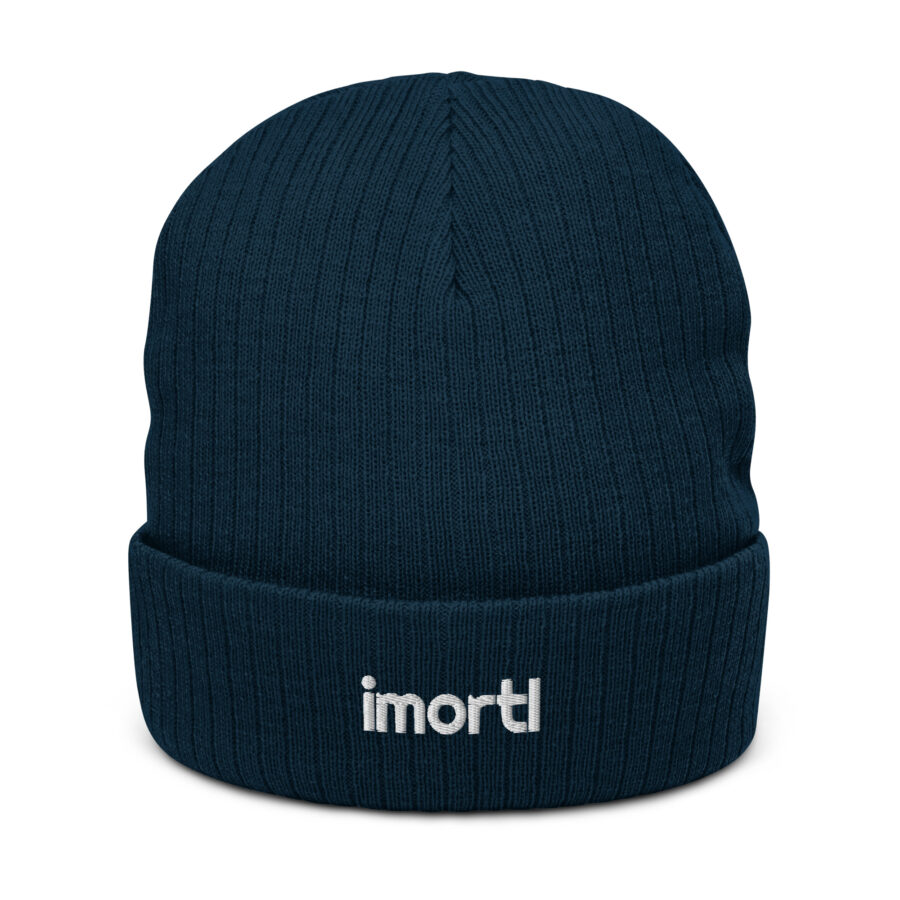 IMORTL ribbed knitted beanienavy front