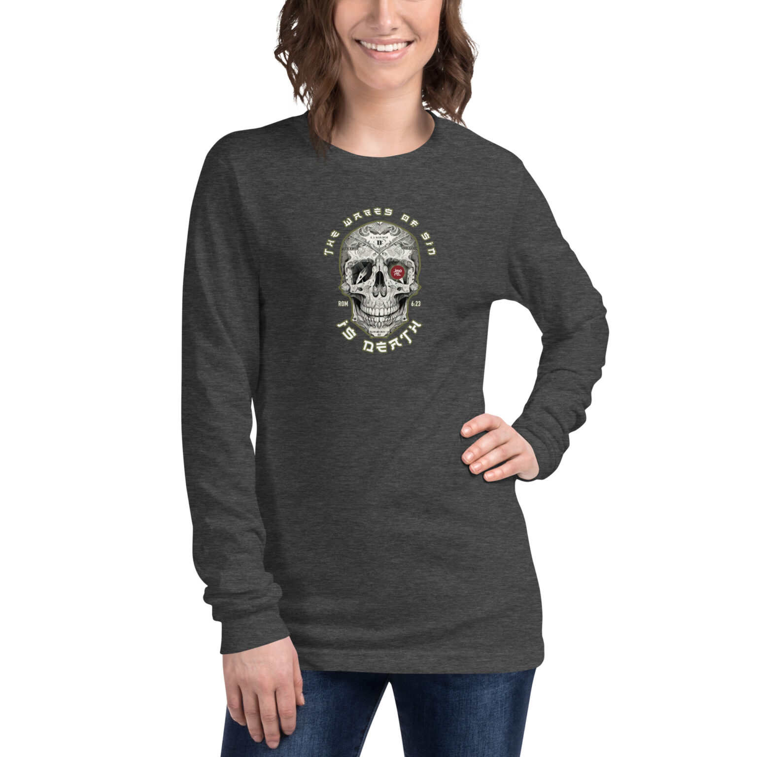 unisex long sleeve tee dark grey heather front eefae