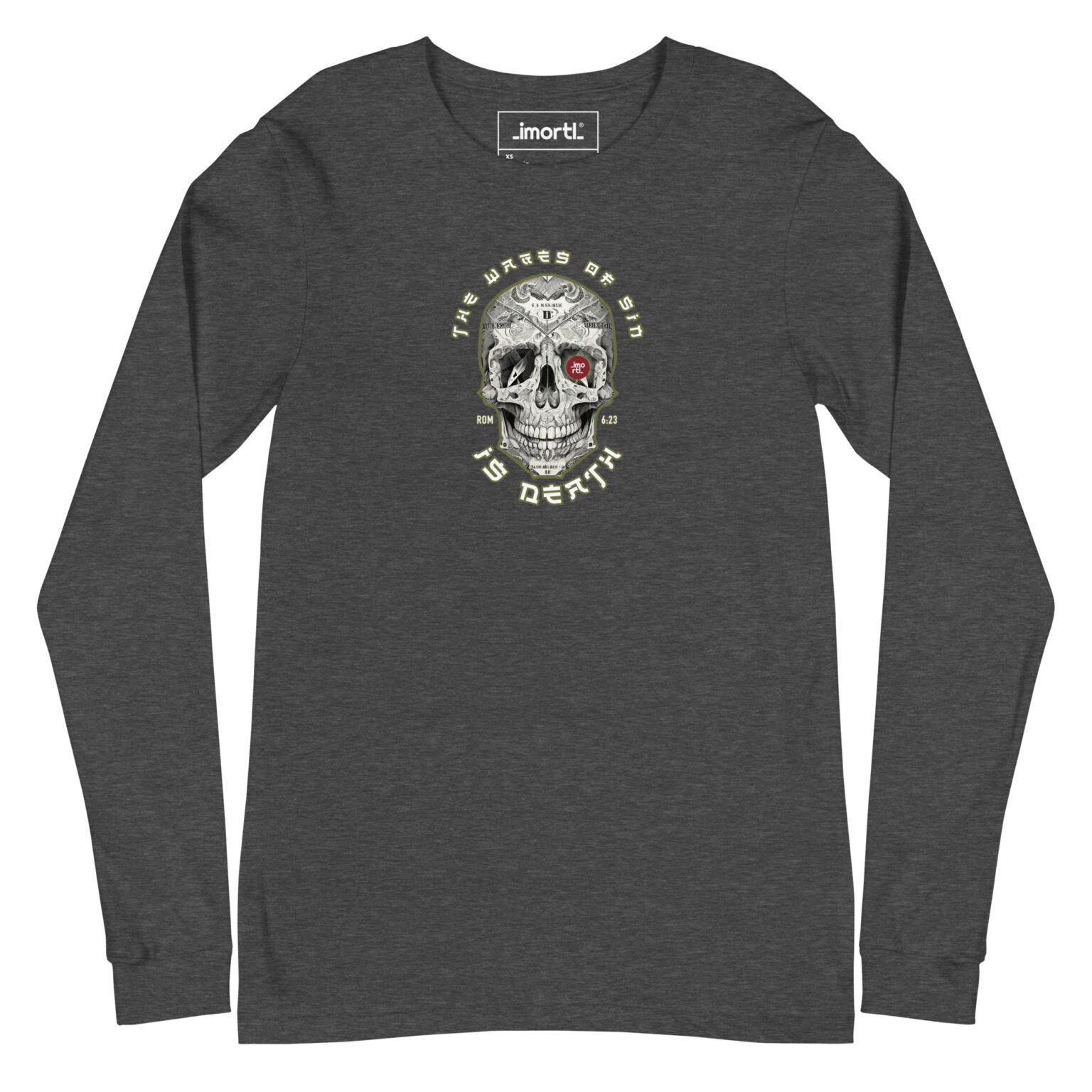 unisex long sleeve tee dark grey heather front eefaec