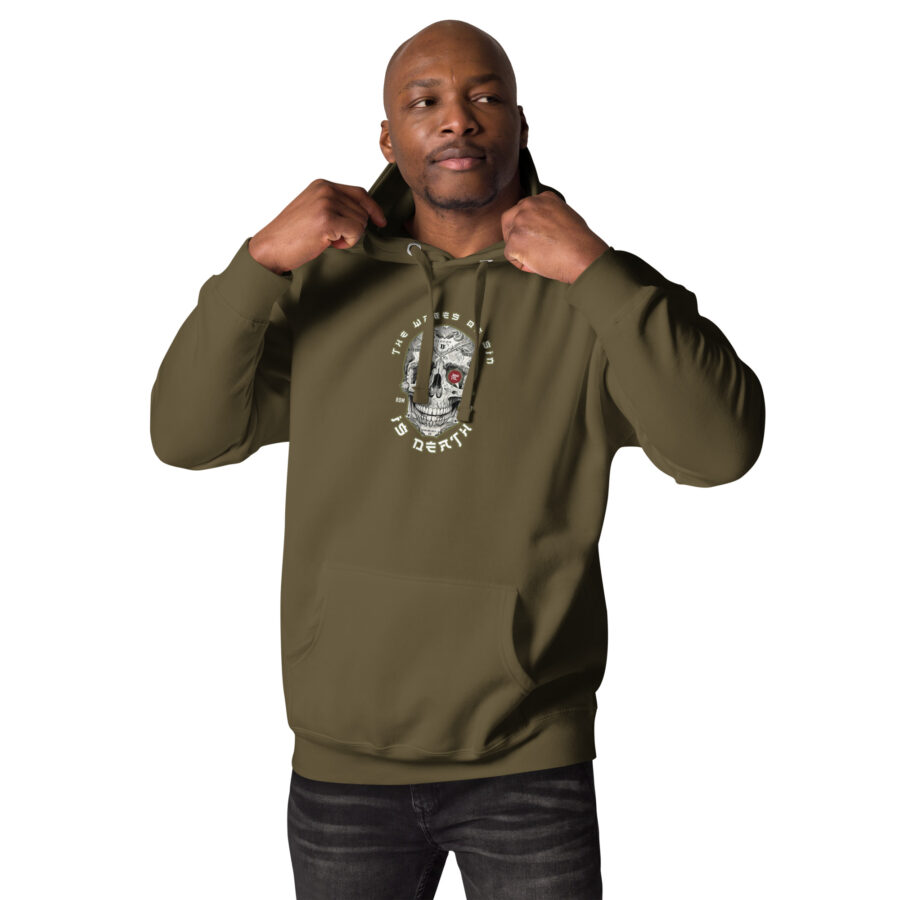 unisex premium hoodie military green front abd