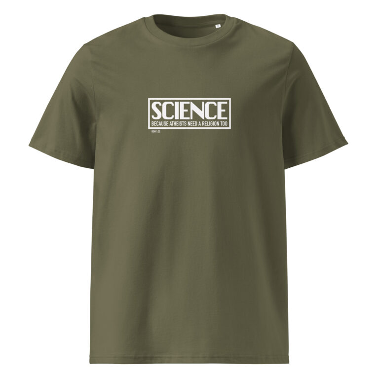 Science religion Christian t-shirt – khaki