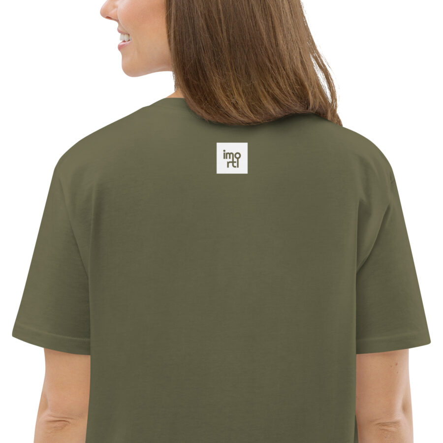 unisex organic cotton t shirt khaki zoomed in cdab.jpg