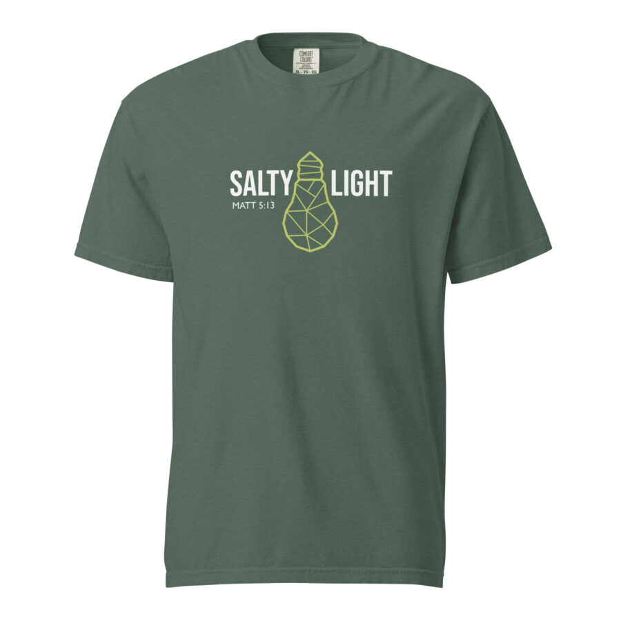 modern christian salt and light t shirt blue spruce front