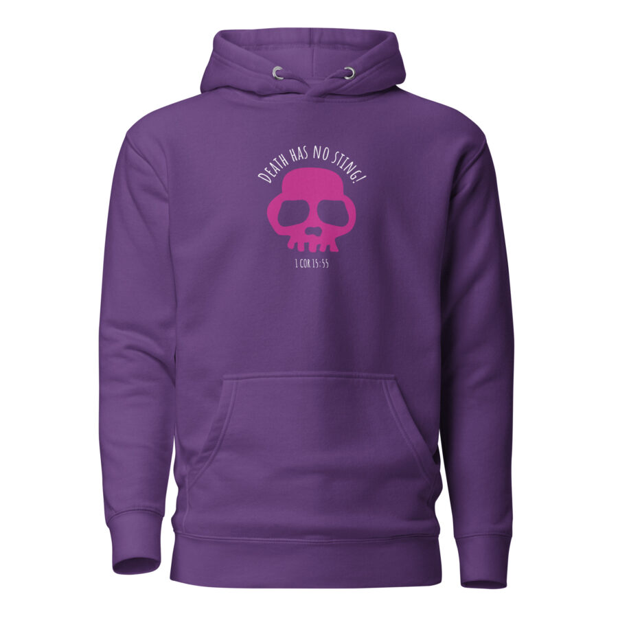 Cool purple christian hoodie UK Death has no sting design