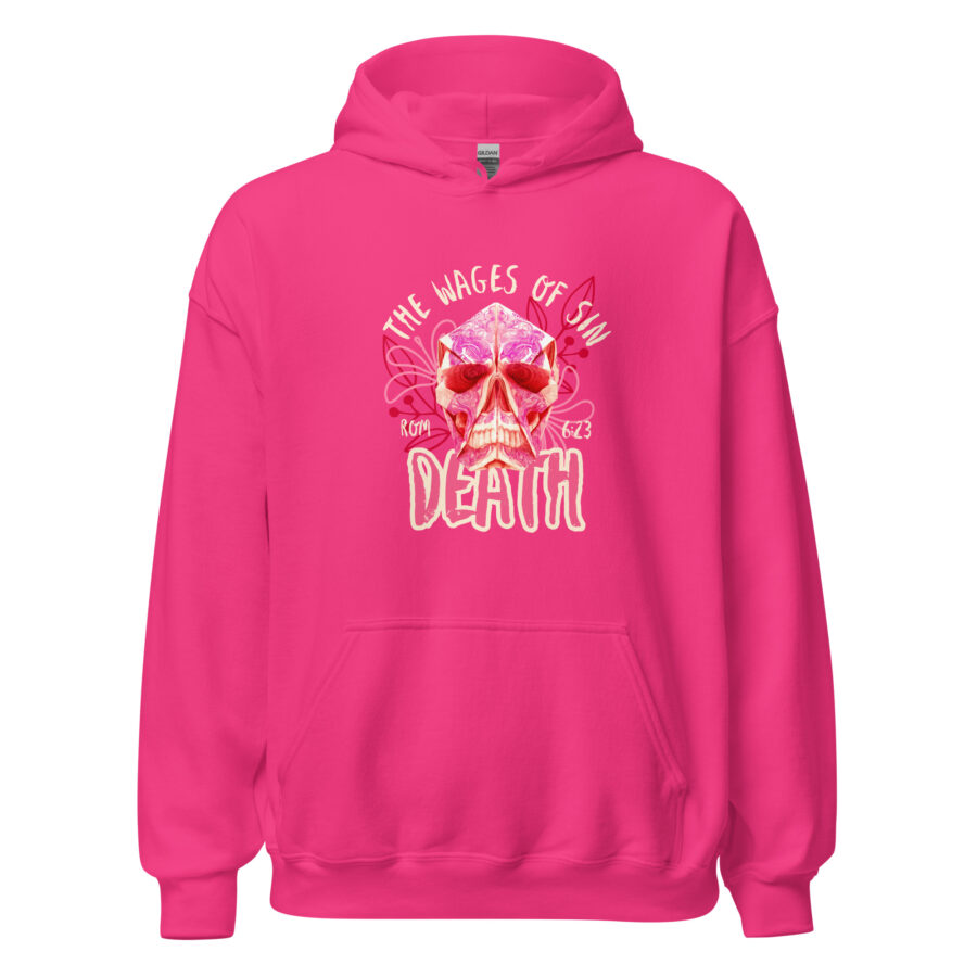 Bright Pink Christian Wages of Sin Hoodie