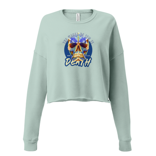 Wages of sin cropped sweatshirt - dusty blue