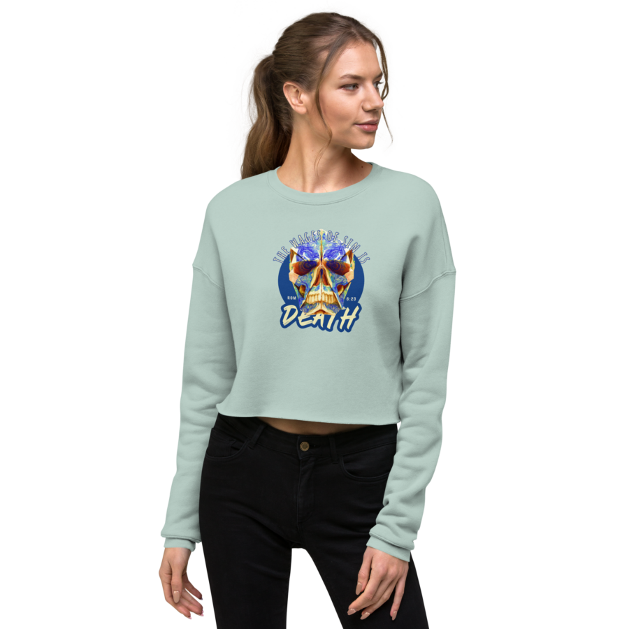 Wages of sin cropped sweatshirt - dusty blue - Image 3