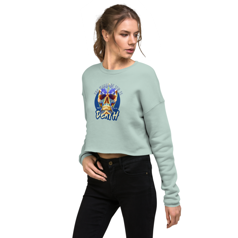 Wages of sin cropped sweatshirt - dusty blue - Image 2